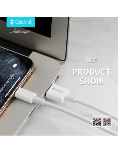 CELEBRAT καλώδιο USB-C σε USB CB-24C, 15W, 1.2m, λευκό