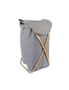 Καλάθι απλύτων Nextdeco μπαμπού σκελετό γκρι ύφασμα 40x36x70εκ.