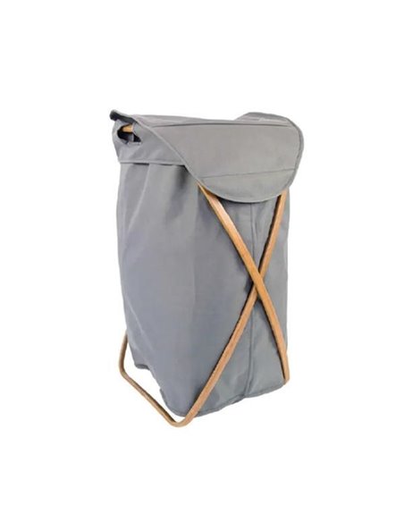 Καλάθι απλύτων Nextdeco μπαμπού σκελετό γκρι ύφασμα 40x36x70εκ.