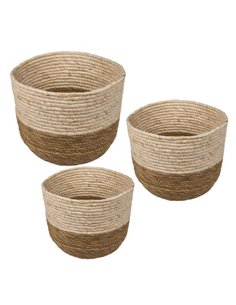 Σετ 3 ψάθινα καλάθια Ø25xΥ20εκ., Ø20xΥ15εκ., Ø15xΥ10εκ.