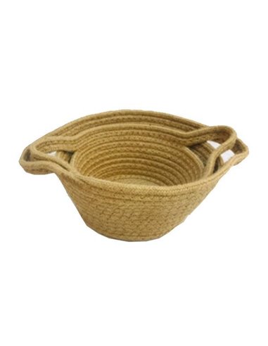 Σετ 2 καλάθια ψάθινα με λαβές Ø21xΥ11,5εκ., Ø18xΥ9εκ.