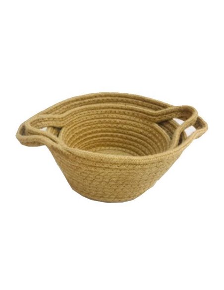 Σετ 2 καλάθια ψάθινα με λαβές Ø21xΥ11,5εκ., Ø18xΥ9εκ.