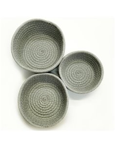 Σετ 3 καλάθια σε ανοιχτό γκρι χρώμα Ø15xΥ5,5εκ., Ø17xΥ7εκ., Ø19xΥ8εκ.