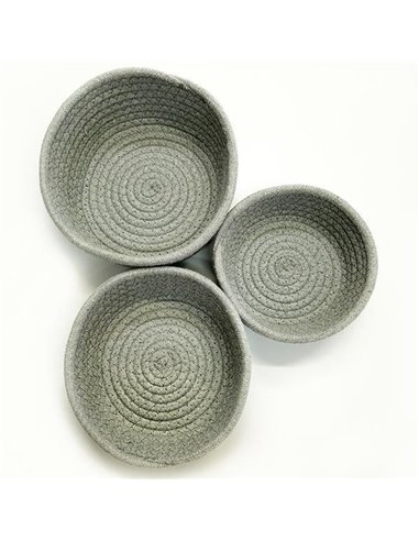 Σετ 3 καλάθια σε ανοιχτό γκρι χρώμα Ø15xΥ5,5εκ., Ø17xΥ7εκ., Ø19xΥ8εκ.