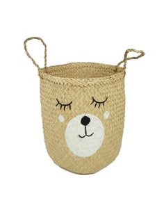 Ψάθινο καλάθι BOHO από rattan με φιγούρα ζωάκι Ø35x37εκ.