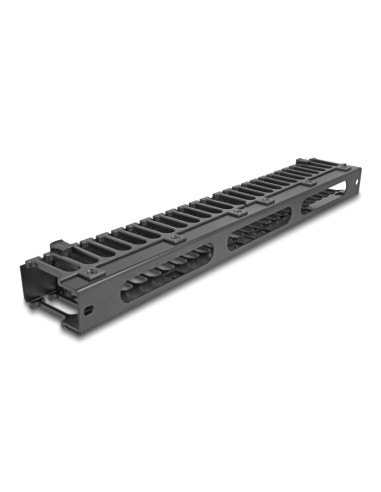 DELOCK cable management 67022 για rack 19"/1U, 3 ανοίγματα, μεταλλικό/πλαστικό, μαύρο