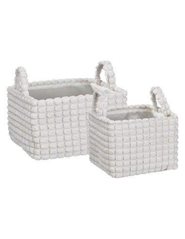 Καλάθια υφασμάτινα σετ 2τμχ λευκό κύβοι