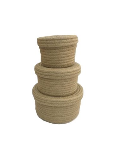 Σετ 3 καλαθάκια ψάθινα με καπάκι Ø21xΥ11εκ., Ø18xΥ10,5εκ., Ø14xΥ9,5εκ.