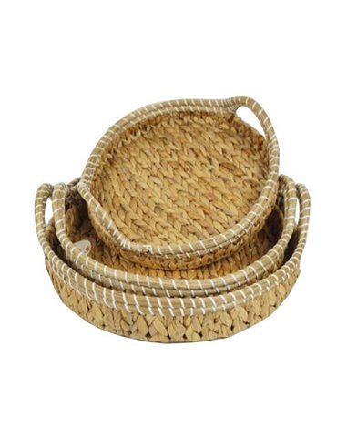 Δίσκοι ψάθινοι BOHO από rattan σετ των 3τμχ. Ø47xΥ8/12εκ. Ø41xΥ7/12εκ. Ø36xΥ5/9εκ.