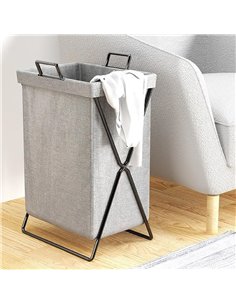 Καλάθι απλύτων μεταλλικός σκελετός γκρι ύφασμα Υ58,5x35x25εκ.