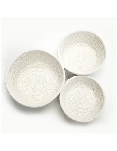 Σετ 3 καλάθια σε λευκό χρώμα Ø15xΥ5,5εκ., Ø17xΥ7εκ., Ø19xΥ8εκ.