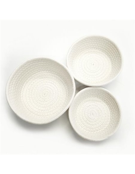 Σετ 3 καλάθια σε λευκό χρώμα Ø15xΥ5,5εκ., Ø17xΥ7εκ., Ø19xΥ8εκ.