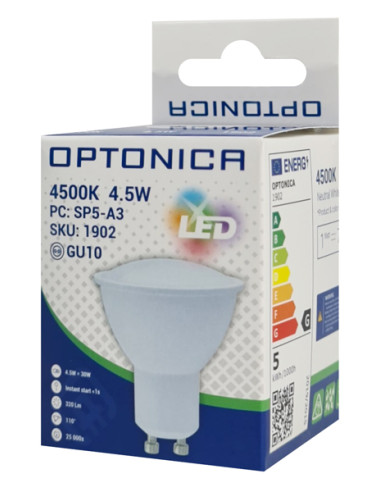 OPTONICA LED λάμπα spot 1902, 4.5W, 4500K, GU10, 320lm