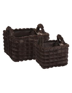 Καλάθια υφασμάτινα σετ 2τμχ καφέ λωρίδες