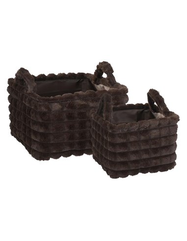 Καλάθια υφασμάτινα σετ 2τμχ καφέ λωρίδες