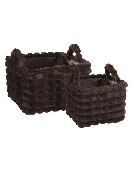 Καλάθια υφασμάτινα σετ 2τμχ καφέ λωρίδες