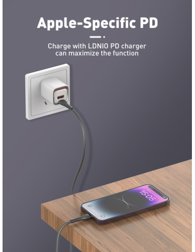 LDNIO καλώδιο Lightning σε USB-C LC671I, 30W PD, 1m, γκρι