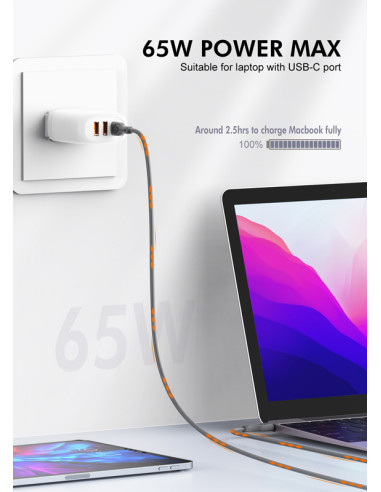 LDNIO καλώδιο USB-C σε USB-C LC812C, 65W PD, 2m, λευκό