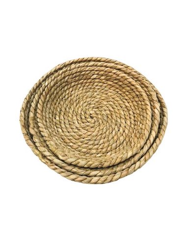 Σετ 3 δίσκων ψάθινων σε φυσικό χρώμα Ø22xΥ5εκ., Ø26xΥ6εκ., Ø29xΥ7εκ.