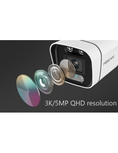 FOSCAM smart IP κάμερα V5P, 5MP 3K, 6x zoom, WiFi, IP66, Onvif, λευκή