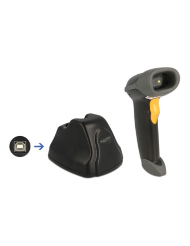 DELOCK barcode scanner 90550, 1D & 2D, ασύρματο, με βάση φόρτισης, μαύρο