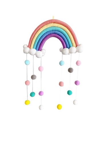 Διακοσμητικό τοίχου «Ουράνιο τόξο» με πομ-πομ 22x50εκ.