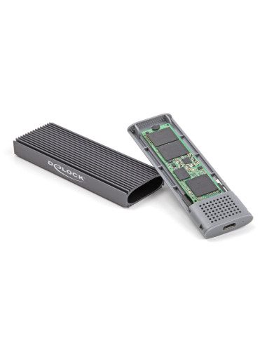 DELOCK θήκη για M.2 NVMe PCIe/SATA SSD 42019, tool free, 10Gbps, μαύρη