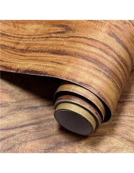 Αυτοκόλλητο διακοσμητικό ρολό με όψη σκούρο ξύλο 60x300εκ.
