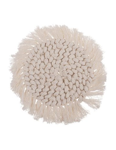 Σουβέρ από μακραμέ, σετ των 2, μπεζ, Ø10εκ.