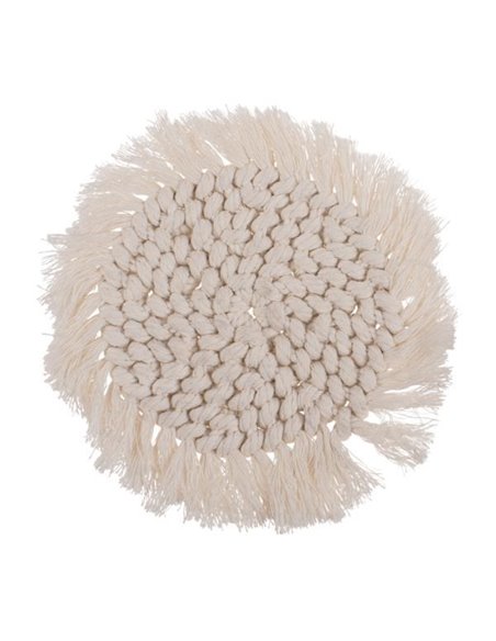 Σουβέρ από μακραμέ, σετ των 2, μπεζ, Ø10εκ.