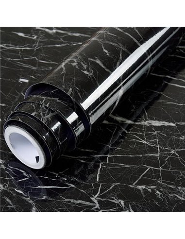 Αυτοκόλλητο διακοσμητικό ρολό με όψη μαύρο μάρμαρο 60x100εκ.