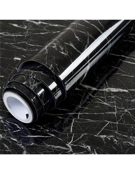 Αυτοκόλλητο διακοσμητικό ρολό με όψη μαύρο μάρμαρο 60x100εκ.