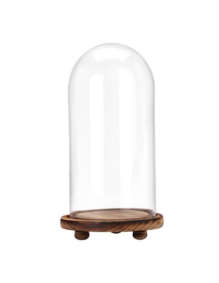 Καμπάνα γυάλινη με ξύλινη βάση Υ28εκ. Ø15εκ.