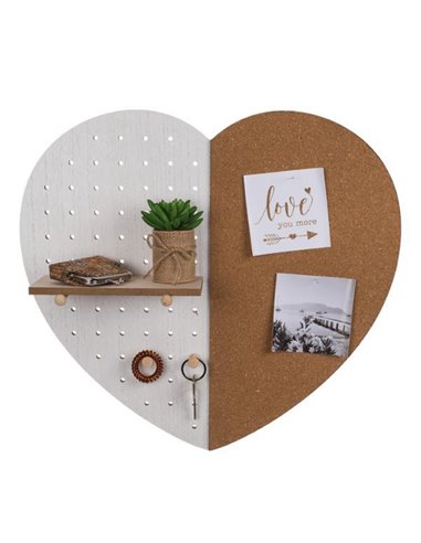 Πίνακας σημειώσεων φελλού σε σχήμα καρδιάς με 1 ράφι, Υ45x49x4εκ.