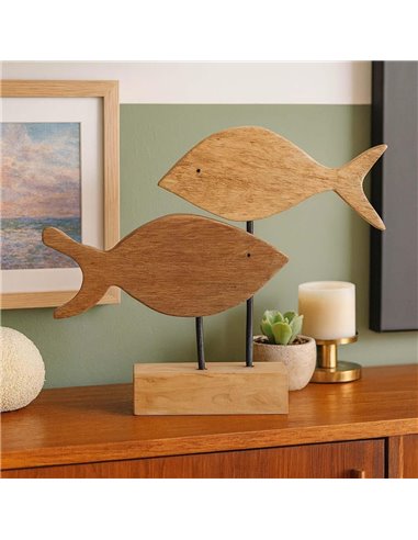 Ξύλινα διακοσμητικά ψάρια  Υ36xM38xΠ8εκ