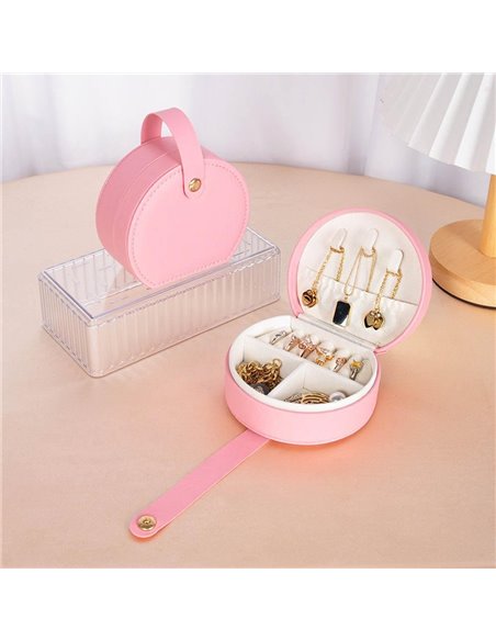 Θήκη κοσμημάτων μικρή ροζ PU Υ5x10x9εκ.