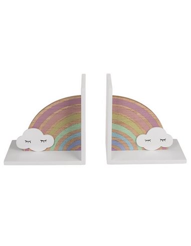 Βιβλιοστάτης «Ουράνιο τόξο με σύννεφο», σετ 2 τμχ. Υ10x15,5x15,5εκ.