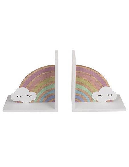 Βιβλιοστάτης «Ουράνιο τόξο με σύννεφο», σετ 2 τμχ. Υ10x15,5x15,5εκ.