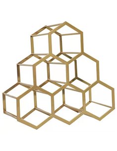 Κάβα για 6 μπουκάλια μεταλλική σε χρυσό 35x17x34εκ.