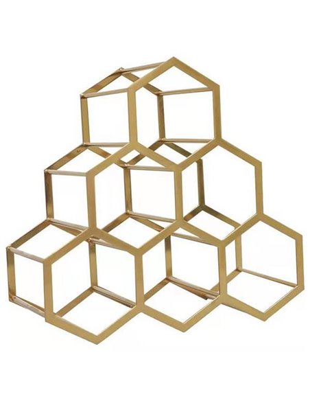 Κάβα για 6 μπουκάλια μεταλλική σε χρυσό 35x17x34εκ.