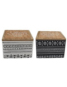 Κουτί διακοσμητικό "ethnic" σετ 2 τεμαχίων Υ9x13x13εκ.