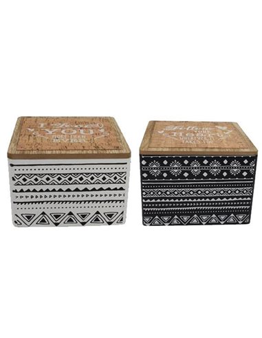 Κουτί διακοσμητικό "ethnic" σετ 2 τεμαχίων Υ9x13x13εκ.