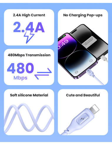 USAMS καλώδιο Lightning σε USB US-SJ618, 12W, 1m, λευκό