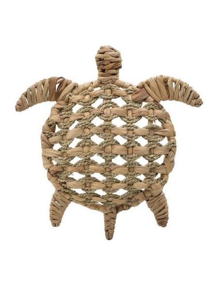 Χελώνα ψάθινη διακοσμητική boho Ø37xY9εκ.