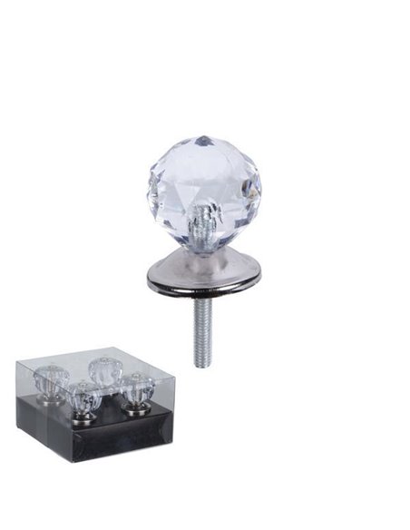 Πόμολα διάφανα σετ 4 τμχ Ø3εκ. σε σχήμα σφαιρικό