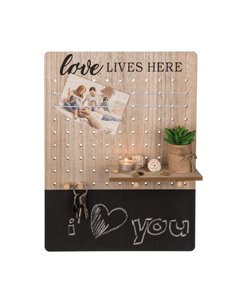 Πίνακας σημειώσεων φελλού «Love lives here» με 1 ράφι και μαυροπίνακα Υ48x36x1εκ.