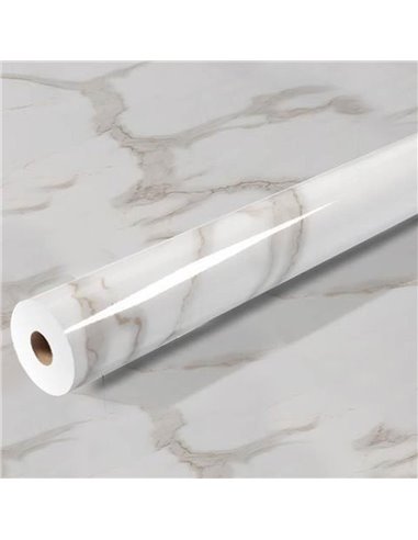 Αυτοκόλλητο διακοσμητικό ρολό με όψη λευκό- μπεζ μάρμαρο 60x300εκ.