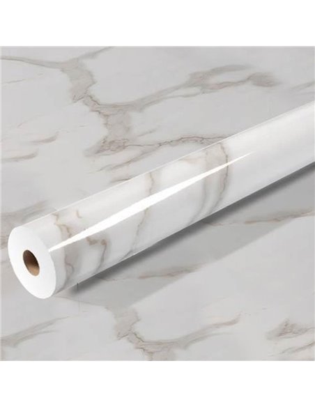 Αυτοκόλλητο διακοσμητικό ρολό με όψη λευκό- μπεζ μάρμαρο 60x300εκ.