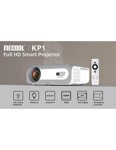 MECOOL smart βιντεοπροβολέας KP1 με TV Stick, 1080p, 700 ANSI, λευκός