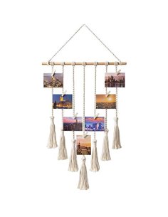 Διακοσμητικό μακραμέ για φωτό με 20 μανταλάκια και led 40x76εκ.